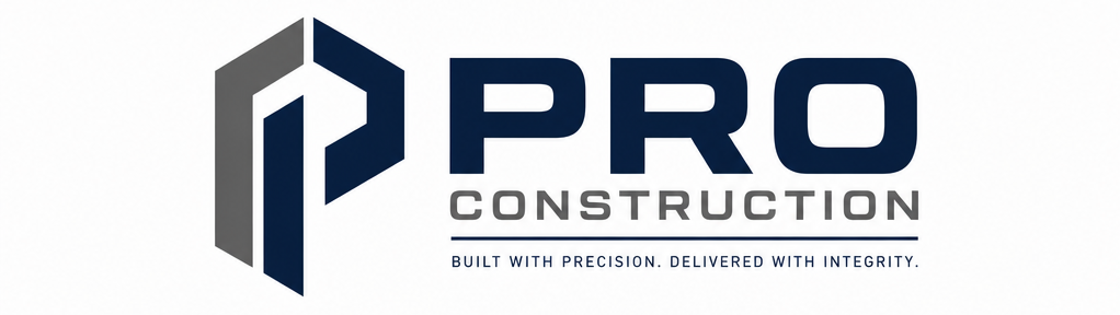 “Pro Construction logo — built with precision and integrity”